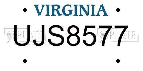 UJS8577 Virginia License Plate
