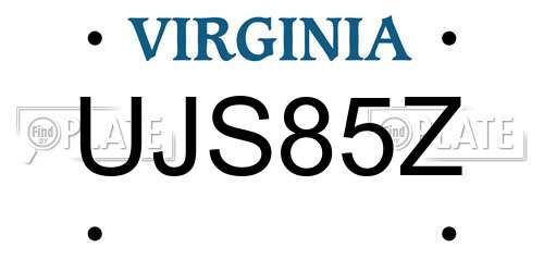 UJS85Z Virginia License Plate