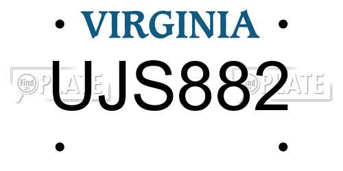 UJS882 Virginia License Plate