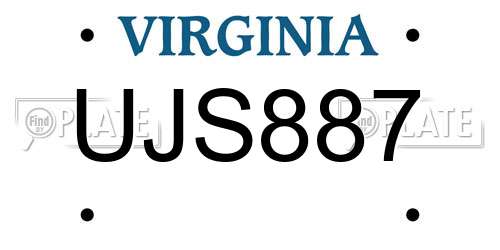 UJS887 Virginia License Plate