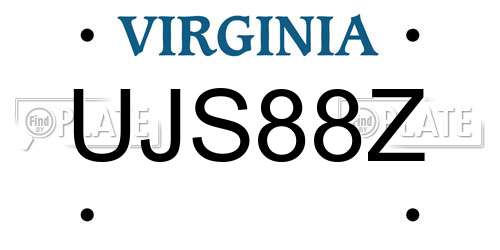 UJS88Z Virginia License Plate