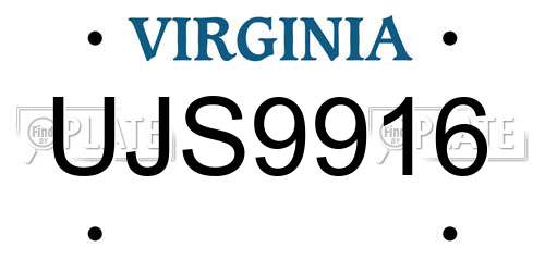 UJS9916 Virginia License Plate