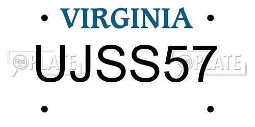 UJSS57 Virginia License Plate