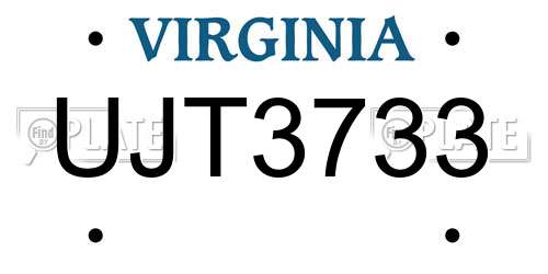 UJT3733 Virginia License Plate