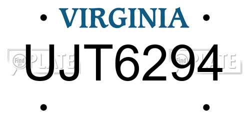UJT6294 Virginia License Plate