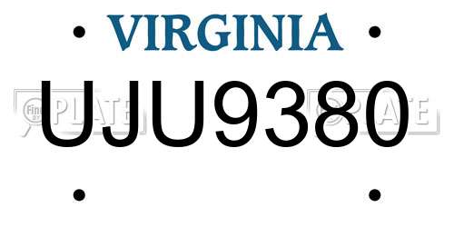 UJU9380 Virginia License Plate