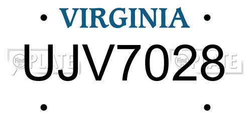 UJV7028 Virginia License Plate
