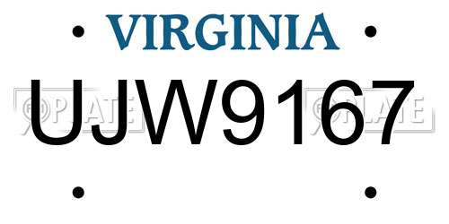 UJW9167 Virginia License Plate