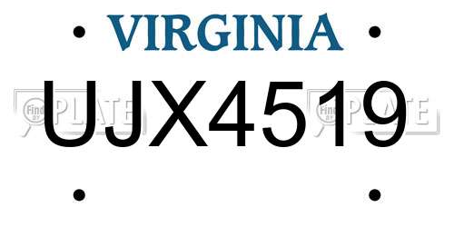 UJX4519 Virginia License Plate
