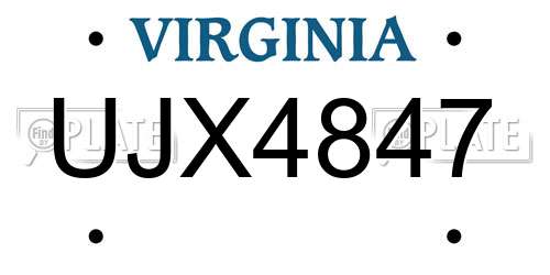 UJX4847 Virginia License Plate