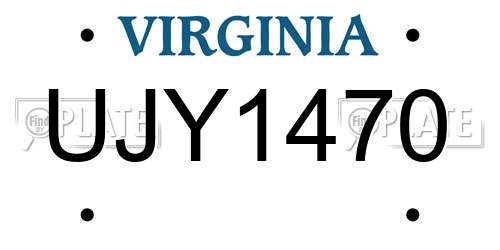 UJY1470 Virginia License Plate