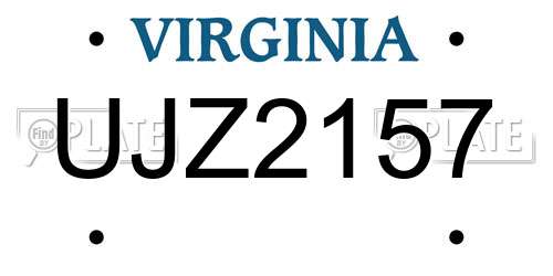 UJZ2157 Virginia License Plate