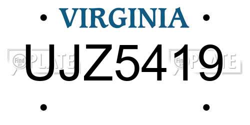 UJZ5419 Virginia License Plate