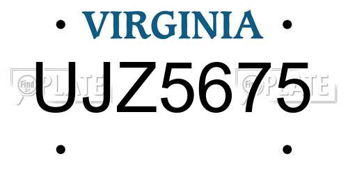 UJZ5675 Virginia License Plate
