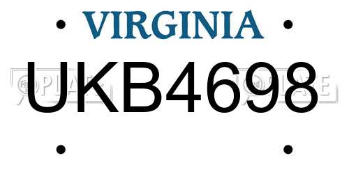 UKB4698 Virginia License Plate