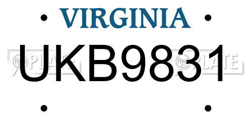 UKB9831 Virginia License Plate