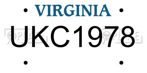 UKC1978 Virginia License Plate
