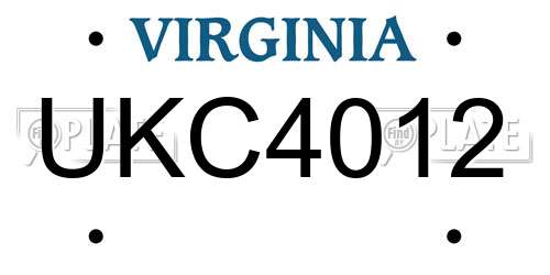 UKC4012 Virginia License Plate