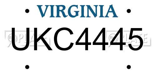 UKC4445 Virginia License Plate