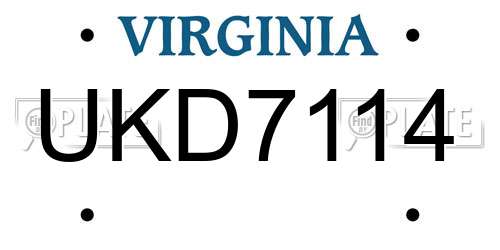 UKD7114 Virginia License Plate