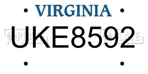 UKE8592 Virginia License Plate