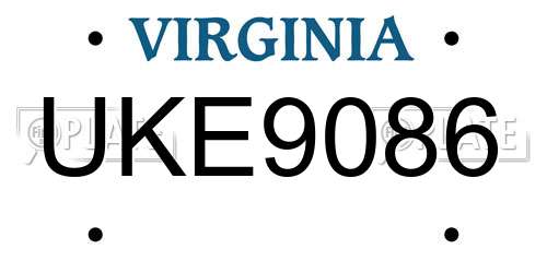 UKE9086 Virginia License Plate