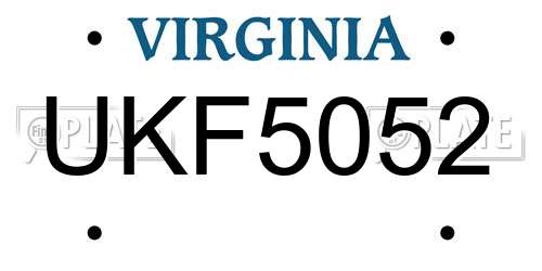 UKF5052 Virginia License Plate
