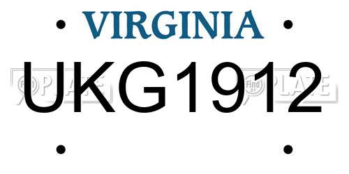UKG1912 Virginia License Plate