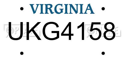 UKG4158 Virginia License Plate