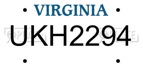 UKH2294 Virginia License Plate