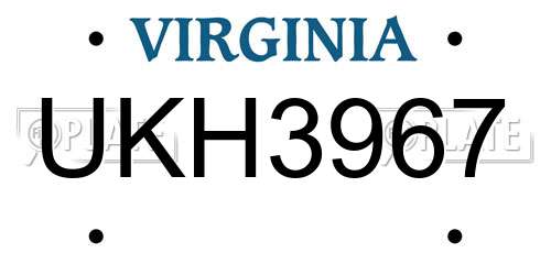 UKH3967 Virginia License Plate
