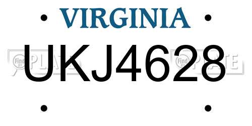 UKJ4628 Virginia License Plate