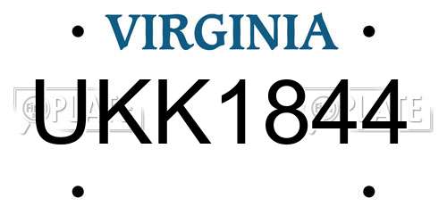 UKK1844 Virginia License Plate
