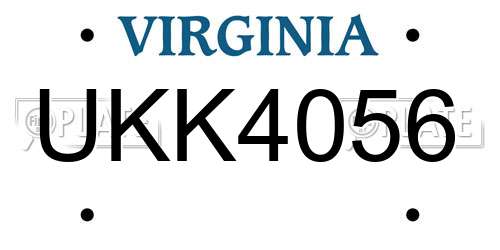 UKK4056 Virginia License Plate