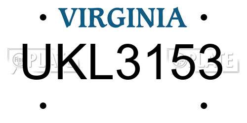 UKL3153 Virginia License Plate