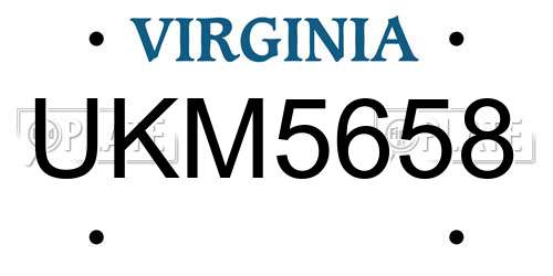 UKM5658 Virginia License Plate