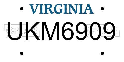 UKM6909 Virginia License Plate