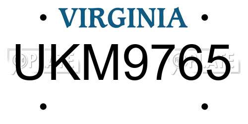 UKM9765 Virginia License Plate