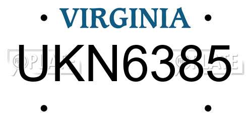 UKN6385 Virginia License Plate