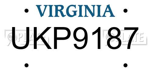 UKP9187 Virginia License Plate