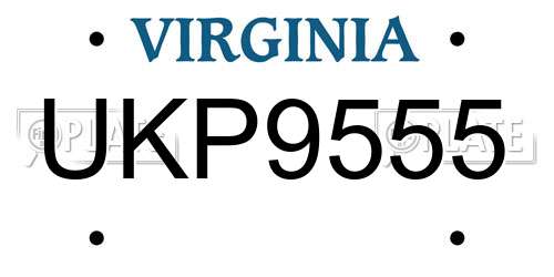 UKP9555 Virginia License Plate