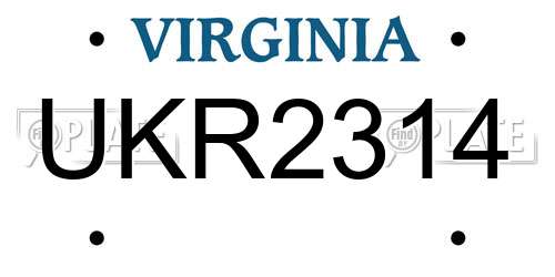 UKR2314 Virginia License Plate