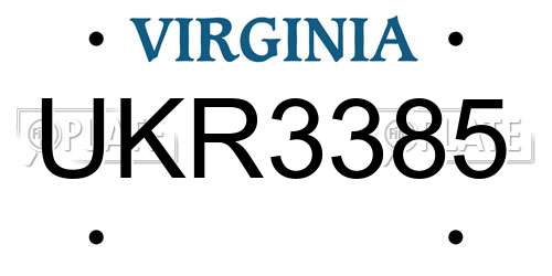 UKR3385 Virginia License Plate