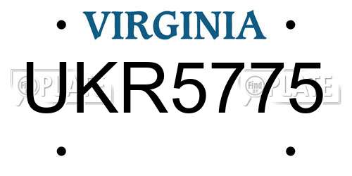 UKR5775 Virginia License Plate