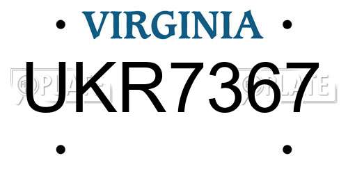 UKR7367 Virginia License Plate