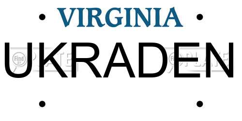 UKRADEN Virginia License Plate