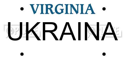 UKRAINA Virginia License Plate