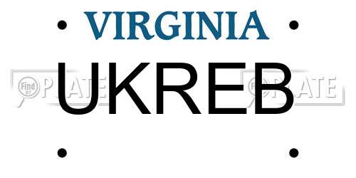 UKREB Virginia License Plate