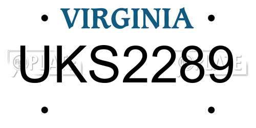 UKS2289 Virginia License Plate