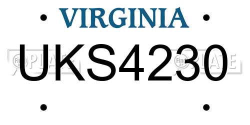 UKS4230 Virginia License Plate